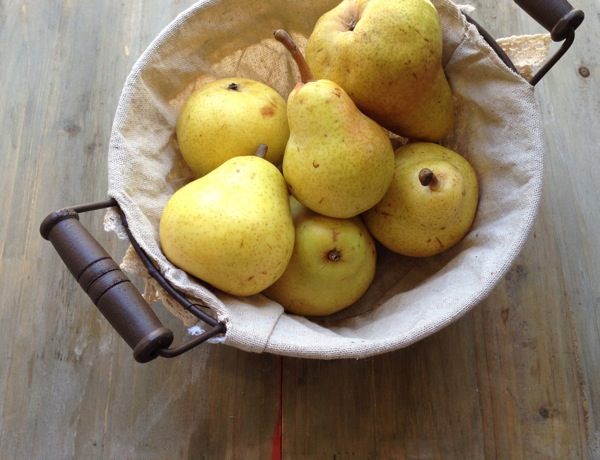yellow pears in basket