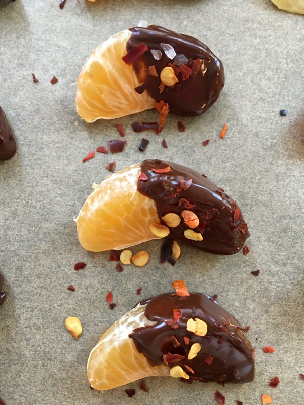 Chocolate Covered Oranges with Red Pepper Flakes