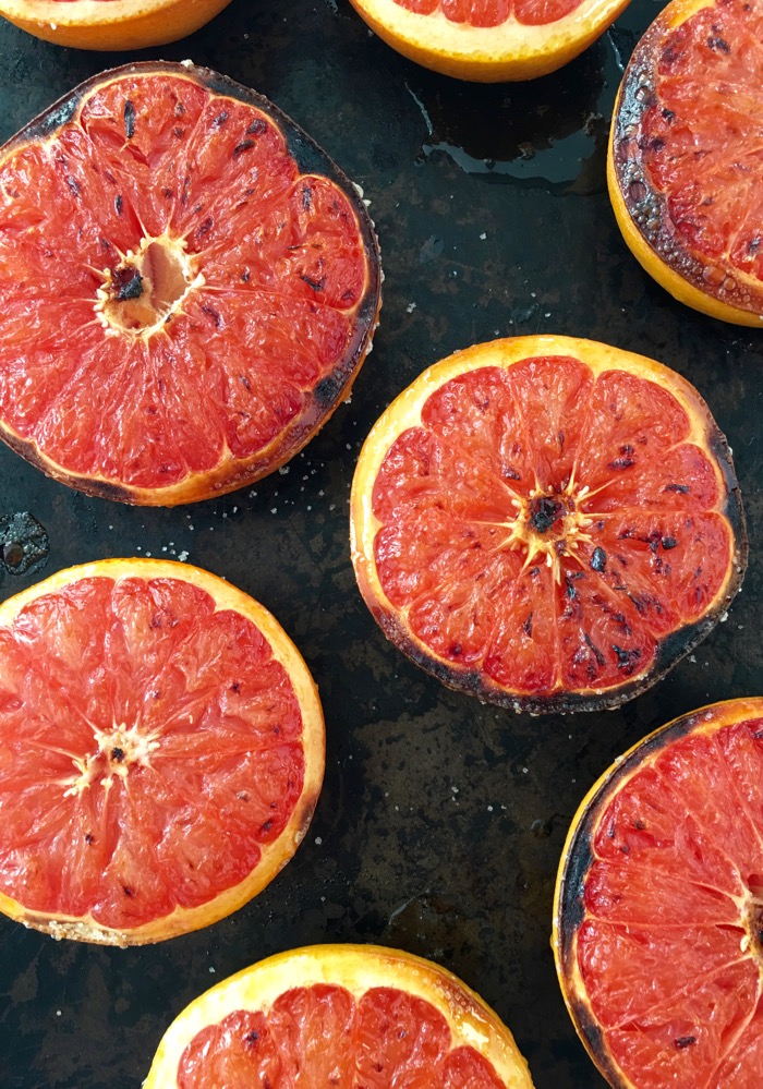 Broiled Grapefruit on Cookie Sheet