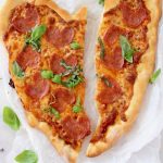 Pizza with Pepperoni and Cheese Shaped as a Heart