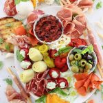 Italian Style Antipasto Platter with Roasted Peppers, Tapenade, Prosciutto, Salami, Smoked Salmon