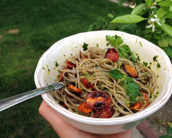 Broiled Cherry Tomatoes & Soba Noodles
