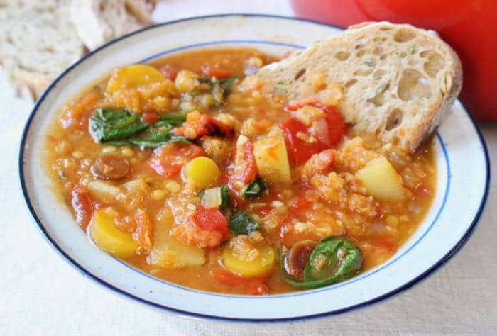 Italian Lentil Soup Recipe with Potatoes and Spinach
