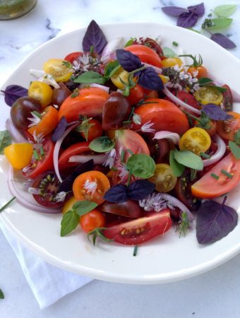 Tomato and Basil Salad with Chive Vinaigrette Recipe