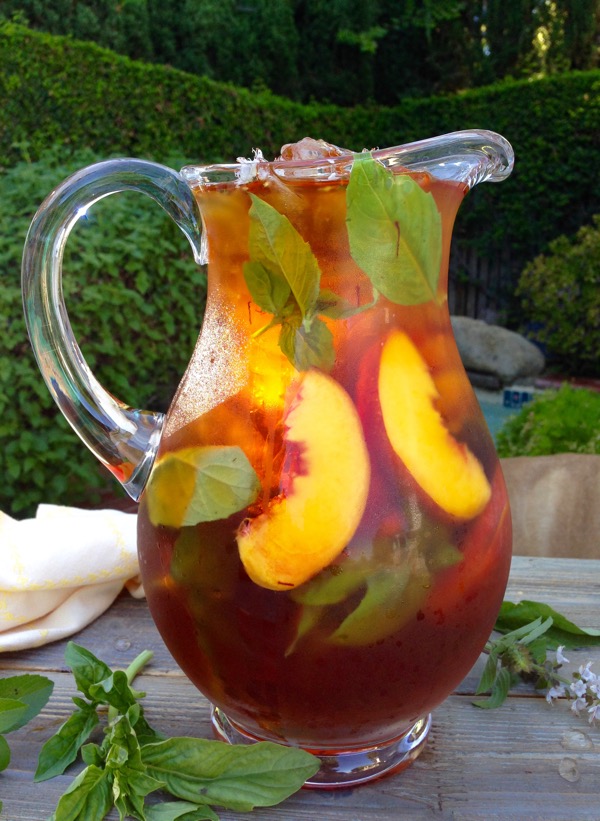 Healthy Skin Iced Saffron Tea Recipe with Peach and Basil