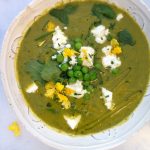 Green Peas Soup Recipe with Spinach Goat cheese