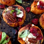 Sweet Potato Rounds Recipe with Goat Cheese, Cranberries & Honey Balsamic Glaze