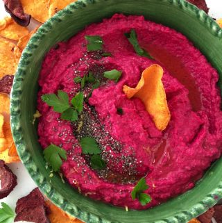 Chickpea dip recipe with roasted red beets & chia seeds