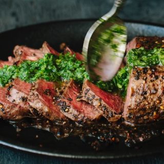 Chimichurri Steak in a Cast Iron Skillet