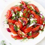 Bowl of Tomato Onion Salad with Feta Cheese