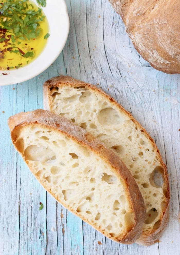 Rustic Italian Crusty Bread with Olive Oil