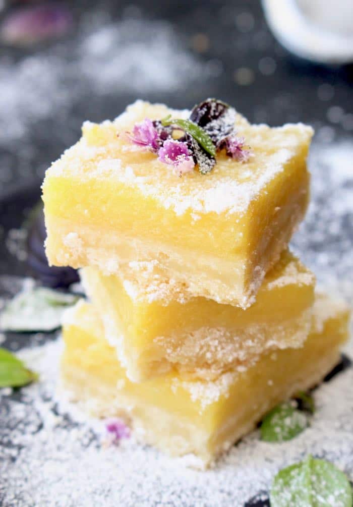 3 Lemon Bars Squares Stacked on Top of Each Other