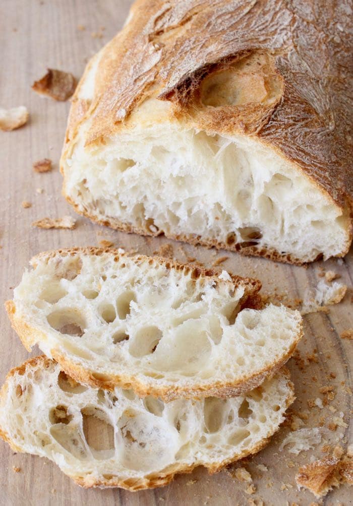 Sliced Ciabatta Bread Loaf with Holes