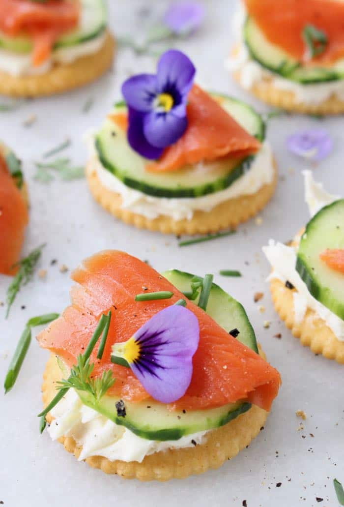 Cucumber Salmon Appetizers with Mascarpone Cream Cheese and Fresh Herbs