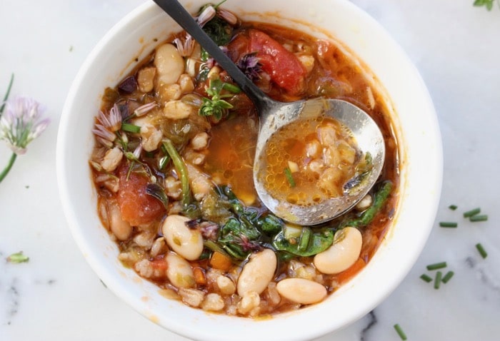 Easy Italian Vegetable Soup with Farro and Cannellini Beans