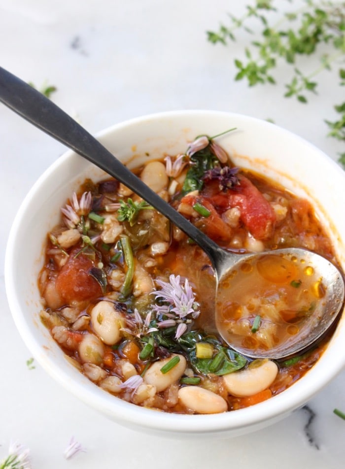Easy Italian Vegetable Soup with Farro and Cannellini Beans