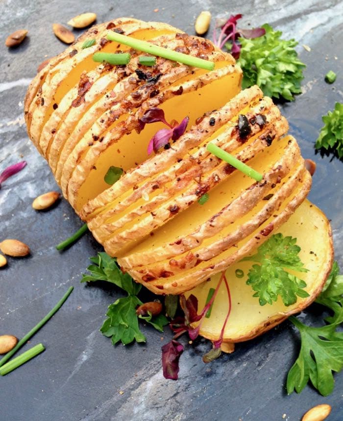 Hasselback Potatoes - Vegetarian Thanksgiving Menu