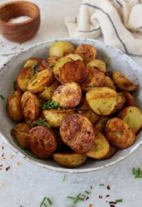 halved roasted baby potatoes