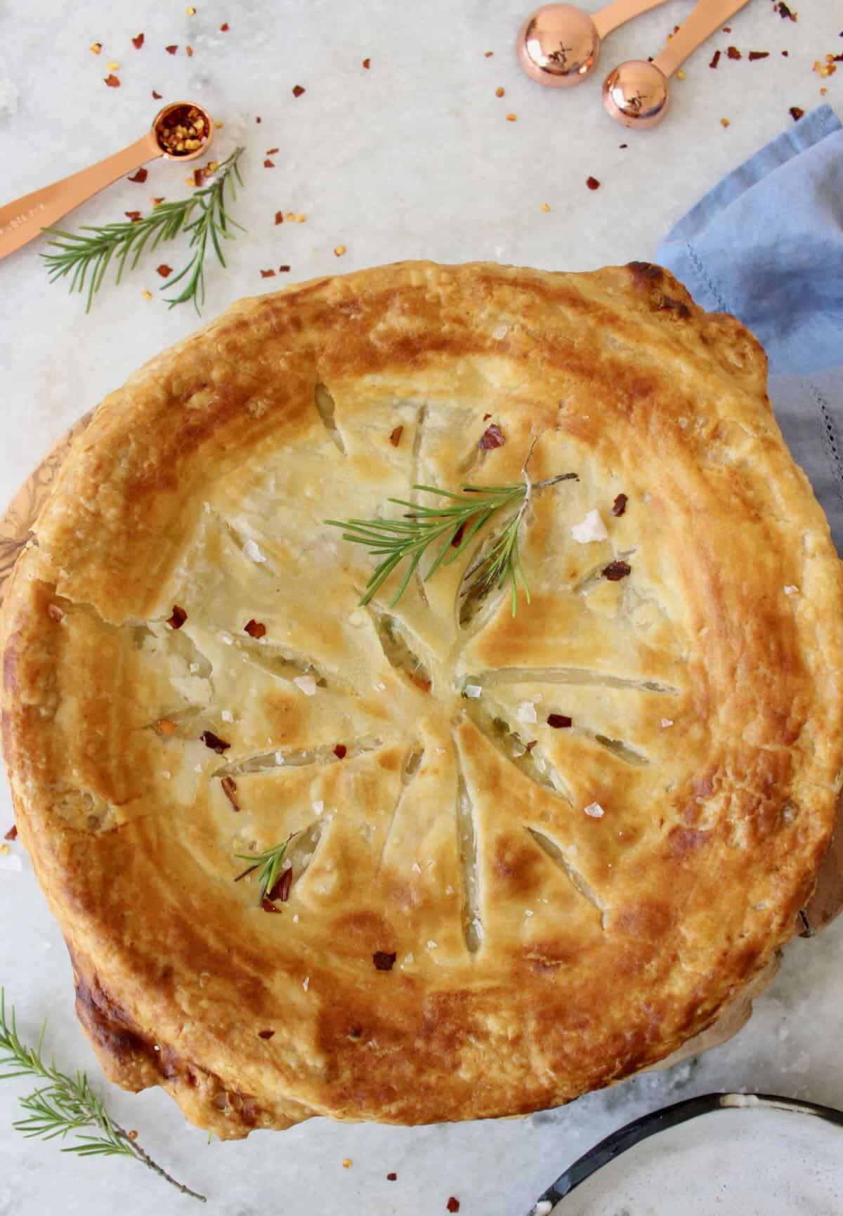 vegetable pot pie with puff pastry